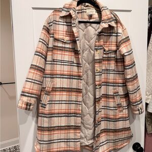 Universal Thread Plaid Utility Jacket - Cream and Orange